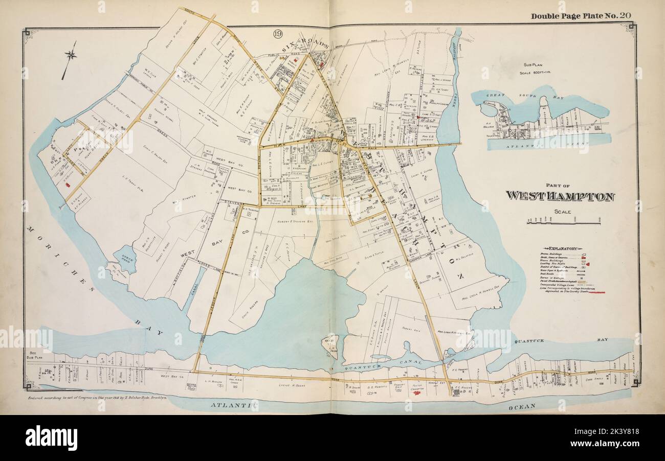 Partie de West Hampton Cartographie. Atlas, cartes. 1915 - 1917. Lionel Pincus et Princess Firyal Map Division. Comté de Suffolk (New York) Banque D'Images