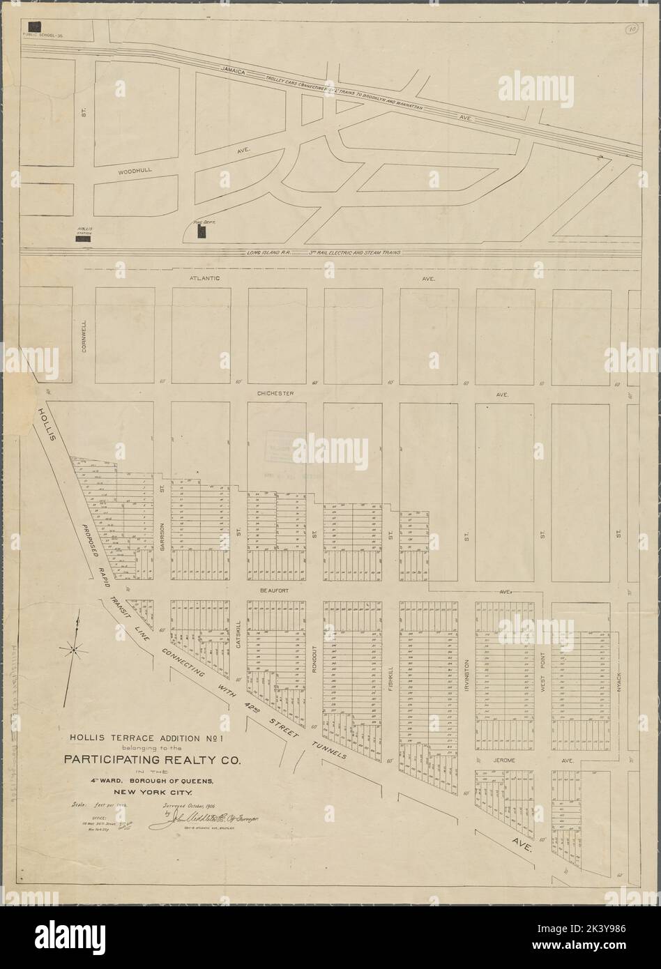 Holis Terrace Ajout no 1, appartenant à la société Realty Co. Participante dans le quartier 4th de Queens, ville de New York. 1906. Cartographie. Cartes. Lionel Pincus et Princess Firyal Map Division Banque D'Images