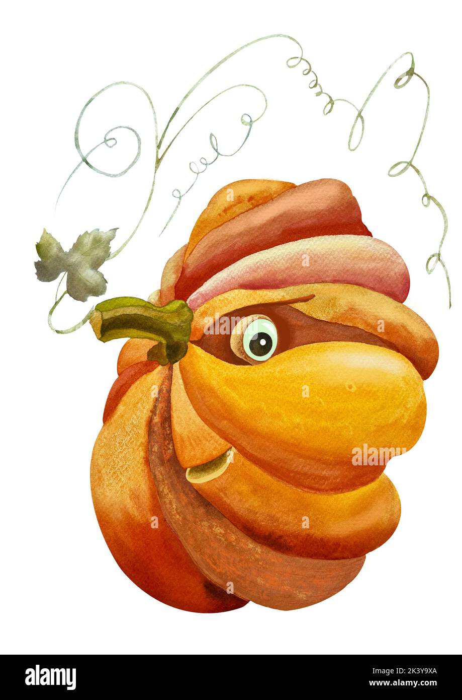 Halloween mignon citrouille illustration isolée sur fond blanc Banque D'Images