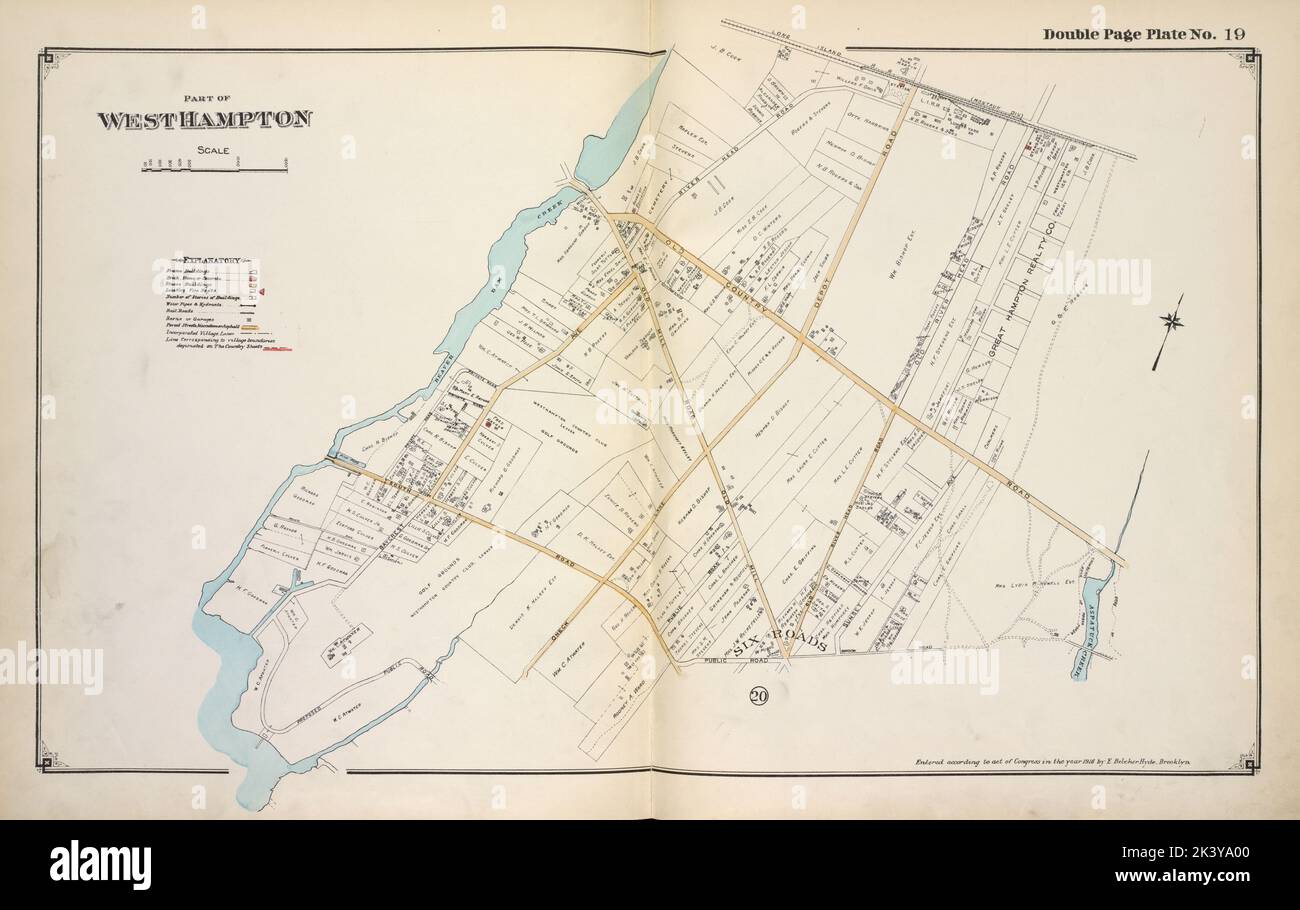 Partie de West Hampton Cartographie. Atlas, cartes. 1915 - 1917. Lionel Pincus et Princess Firyal Map Division. Comté de Suffolk (New York) Banque D'Images