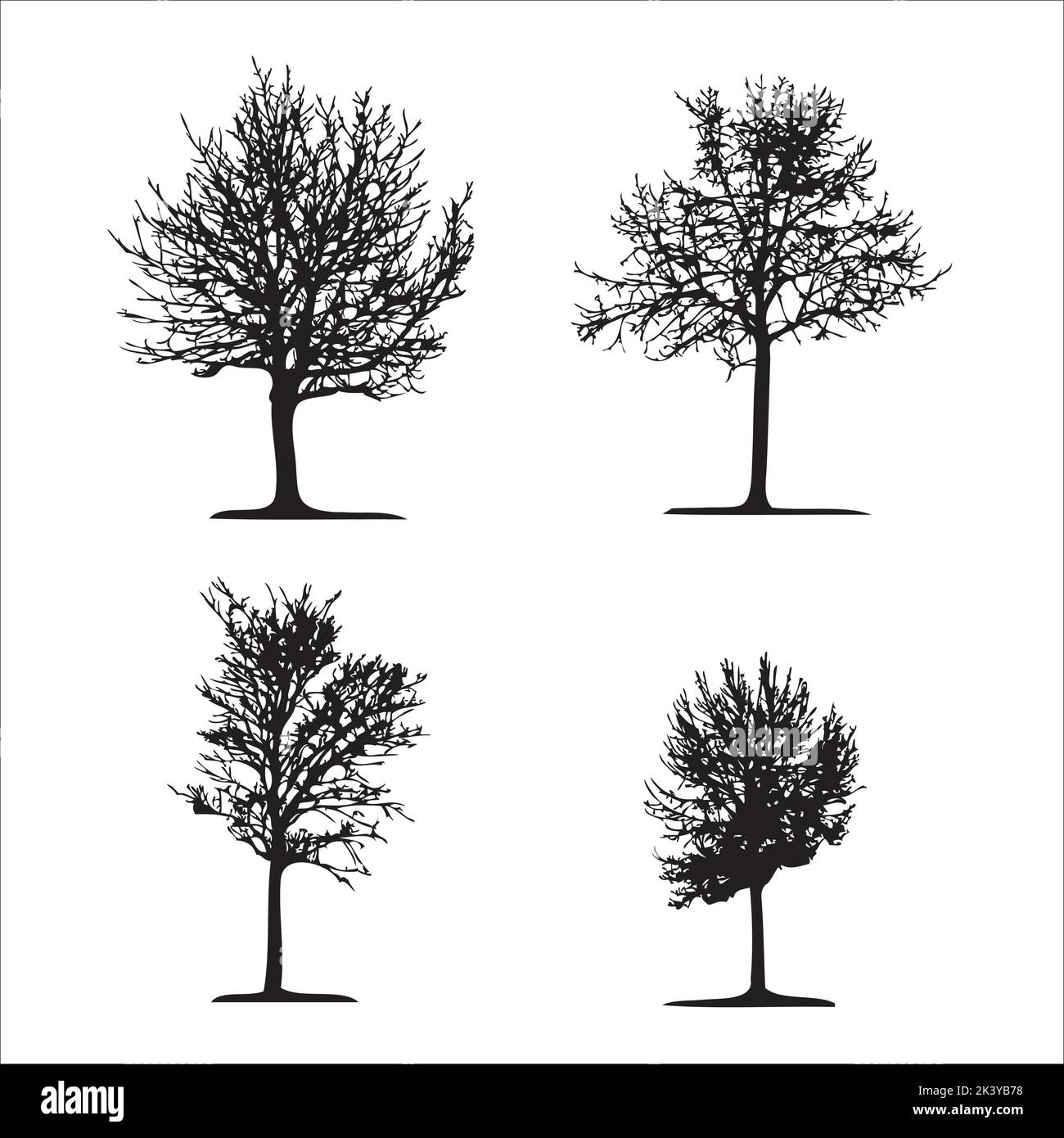 Ensemble vectoriel d'arbres Silhouettes Illustration isolée sur fond blanc Illustration de Vecteur