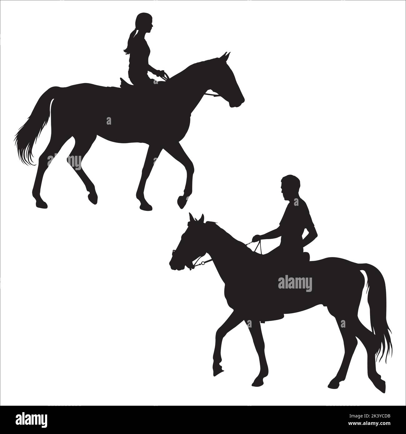 Ensemble vectoriel de Horseman avec silhouettes de cheval Illustration isolée sur fond blanc Illustration de Vecteur