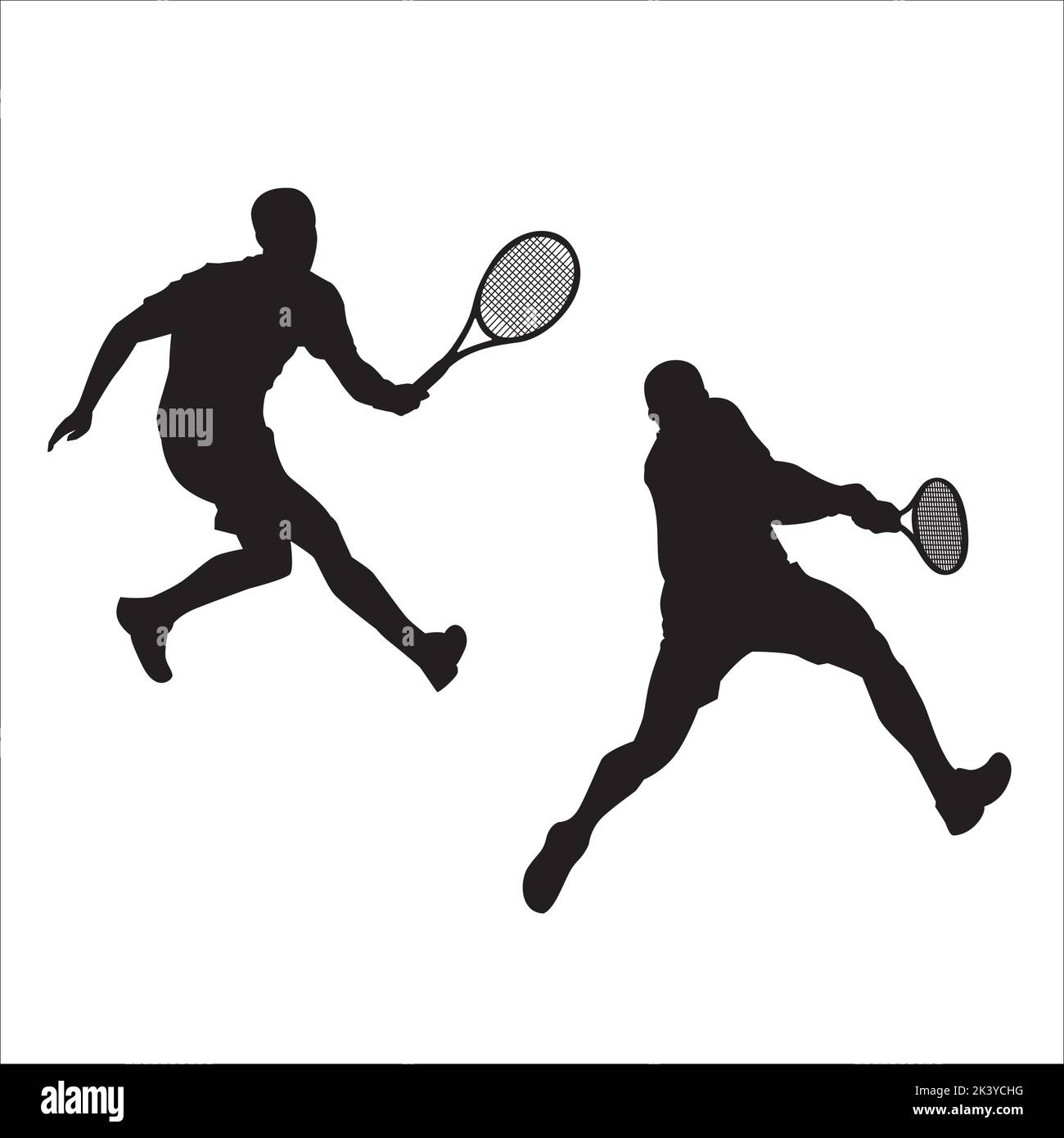 Scénario de joueurs de tennis Silhouettes Illustration isolée sur fond blanc Illustration de Vecteur