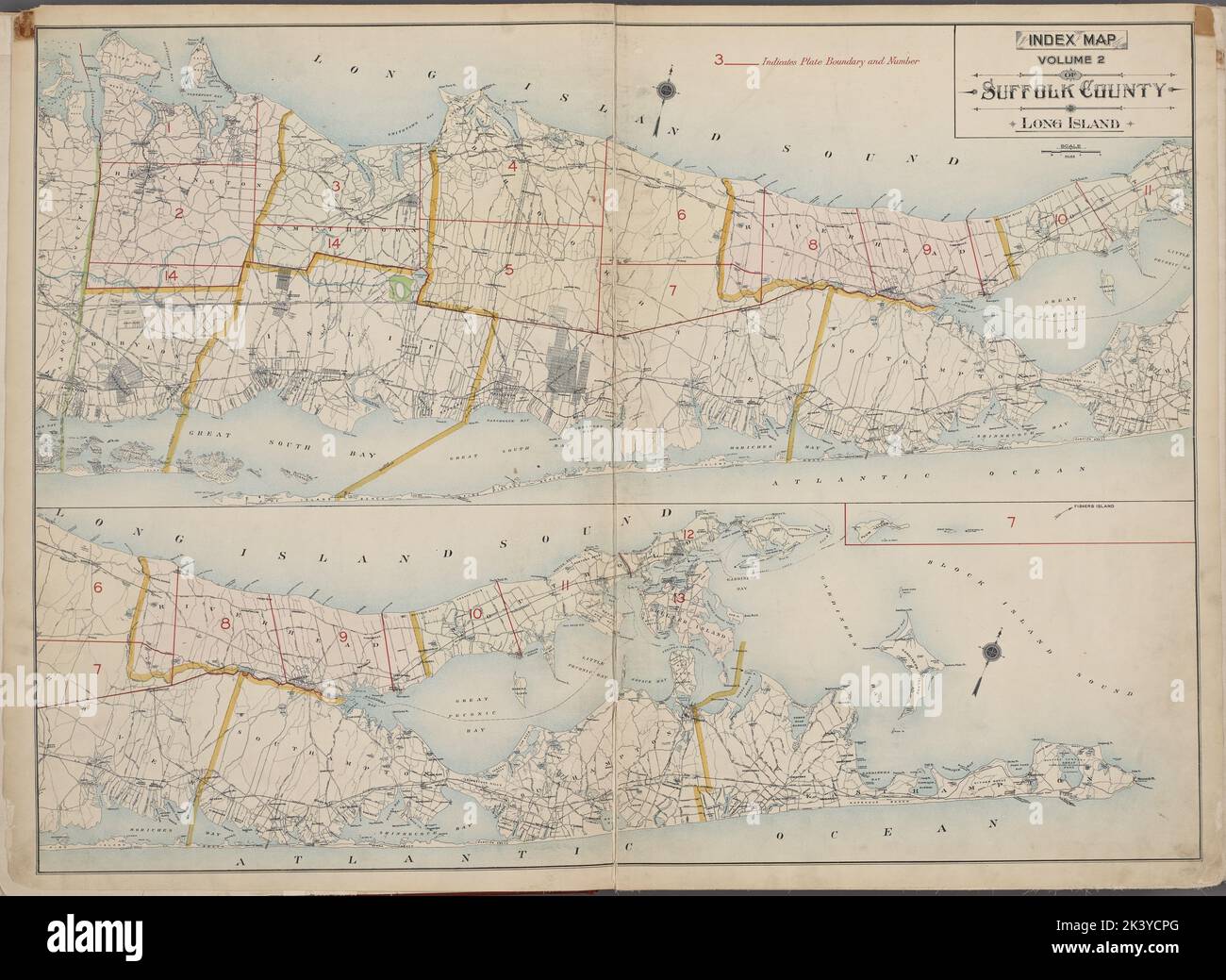 Légende cartographique. Atlas, cartes. 1902 - 1909. Lionel Pincus et Princess Firyal Map Division. Comté de Suffolk (New York) Banque D'Images