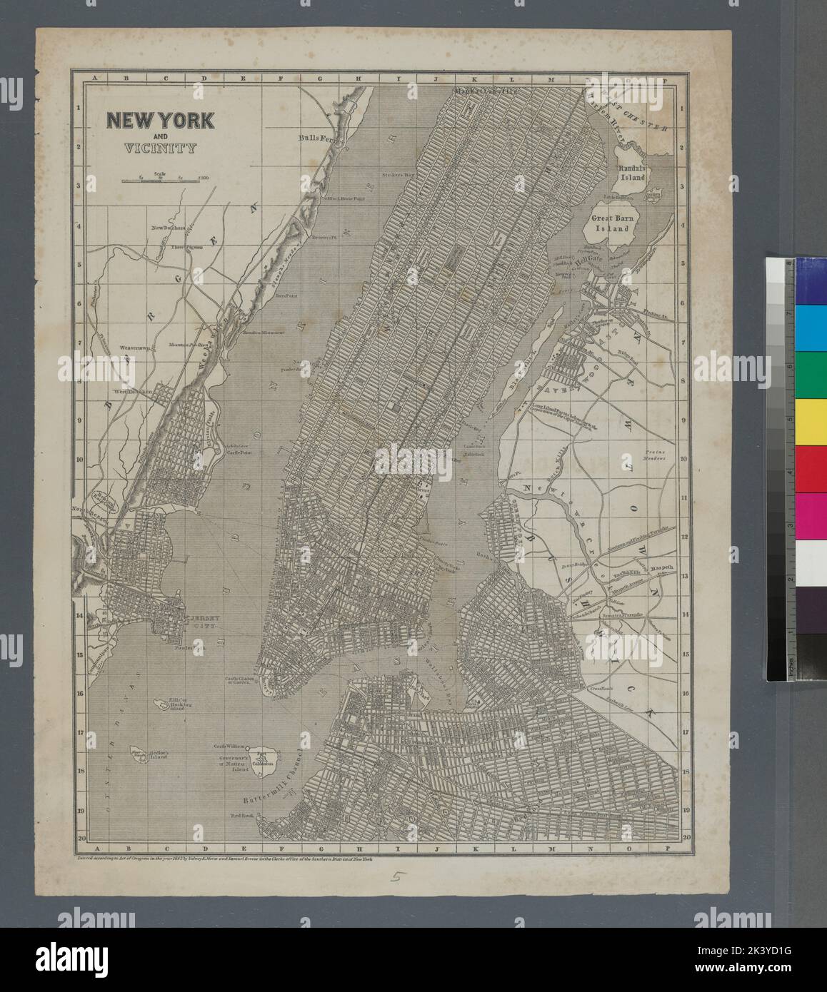 New York et environs. Morse, Sidney E. (Sidney Edwards), 1794-1871. Cartographie. Cartes. 1842 - 1845. Lionel Pincus et Princess Firyal Map Division. États-Unis, Manhattan (New York, New York) , Cartes, Brooklyn (New York, New York) , Cartes, Jersey City (N.J.) , Cartes, région métropolitaine de New York , cartes Banque D'Images