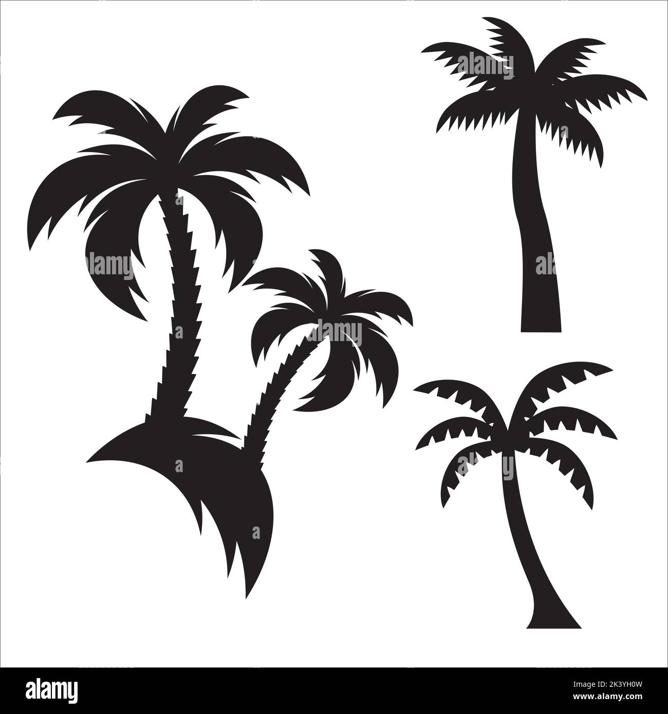 Ensemble vectoriel de palmiers tropicaux Silhouettes Illustration isolée sur fond blanc Illustration de Vecteur