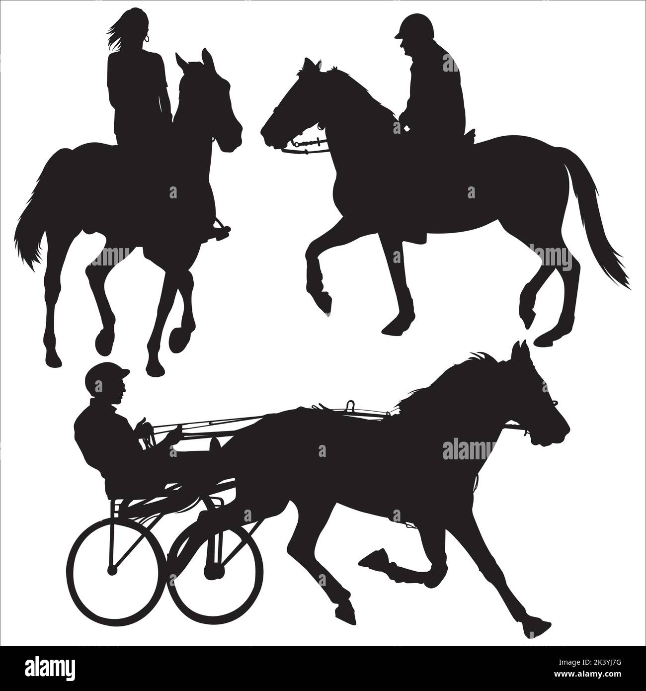 Ensemble vectoriel de Horseman avec silhouettes de cheval Illustration isolée sur fond blanc Illustration de Vecteur