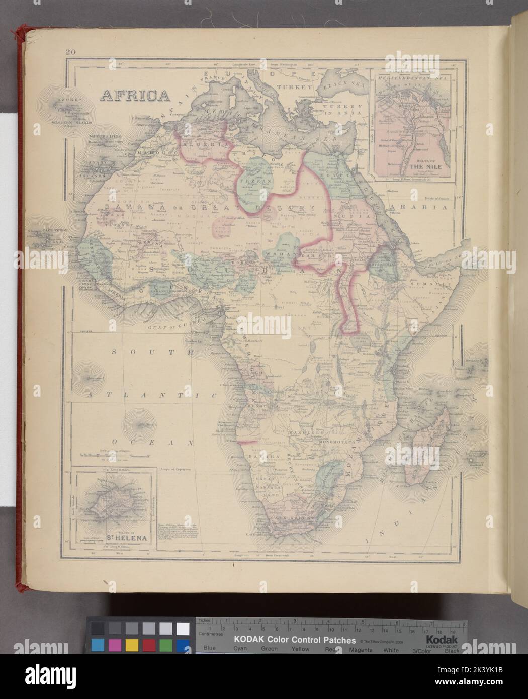 Afrique ; Delta du Nil ; Île de Sainte-Hélène Cartographie. Atlas, cartes. 1876. Lionel Pincus et Princess Firyal Map Division. Dutchess Comté (N.Y.) Banque D'Images