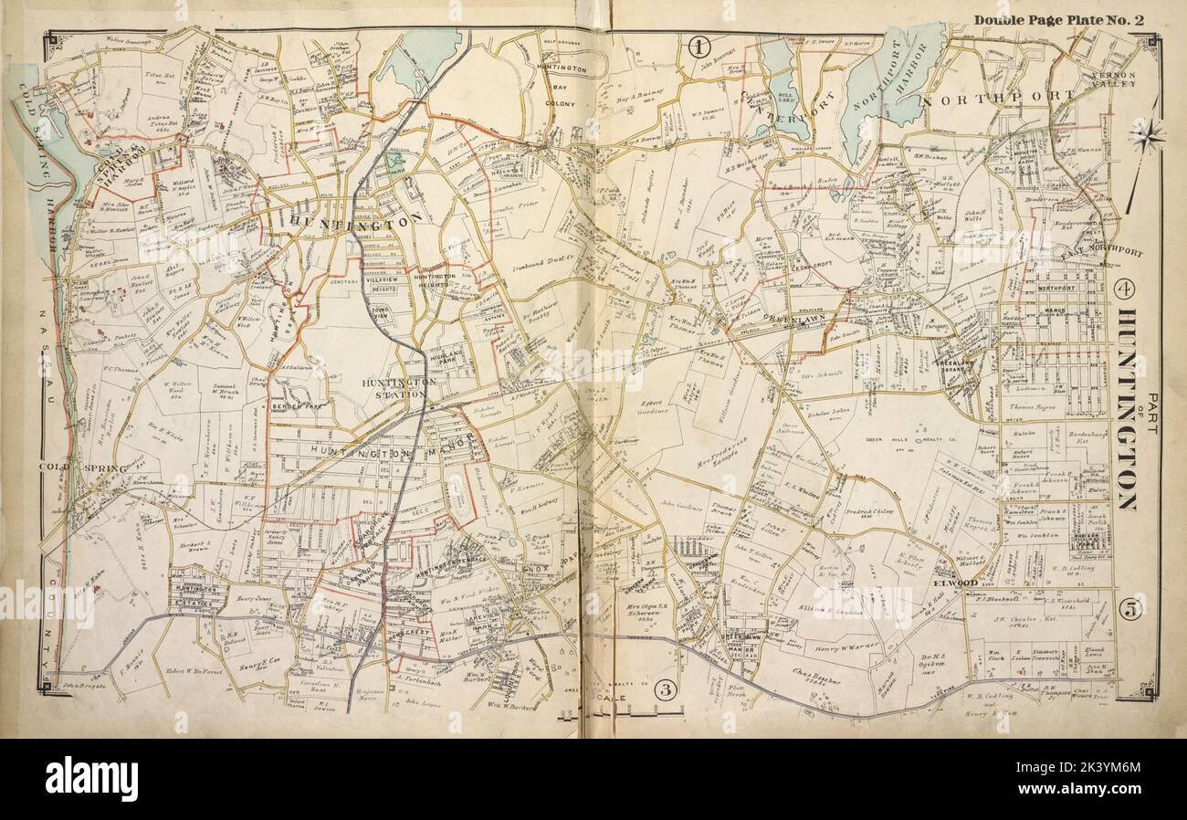 Fait partie du programme de cartographie de Huntington. Atlas, cartes. 1915 - 1917. Lionel Pincus et Princess Firyal Map Division. Comté de Suffolk (New York) Banque D'Images