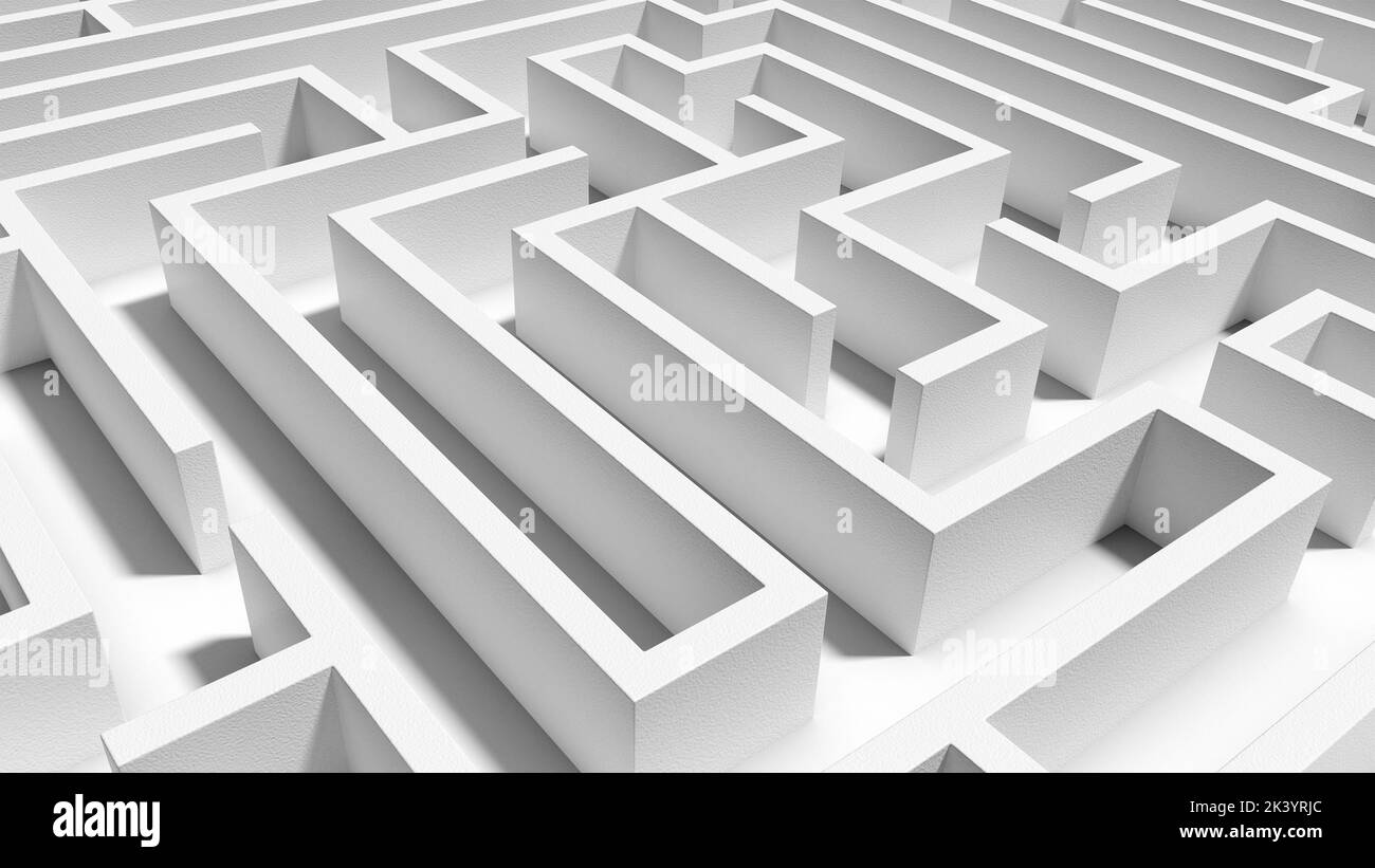 Labyrinthe blanc. Illustration abstraite. 3d illustration. Banque D'Images