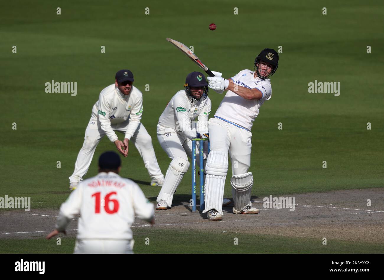 Hove, Royaume-Uni 28th septembre 2022 : bating Ali Orr de Sussex pendant le LV= Insurance County Championship Division deux matchs entre Sussex et Glamourgan au 1st Central County Ground à Hove. Banque D'Images