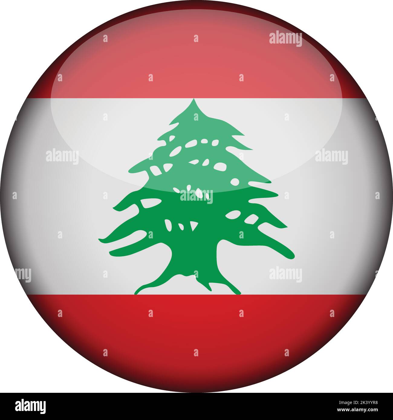 liban drapeau en bouton rond brillant de l'icône. Emblème du liban isolé sur fond blanc. Signe de concept national. Jour de l'indépendance. Illustration vectorielle Illustration de Vecteur