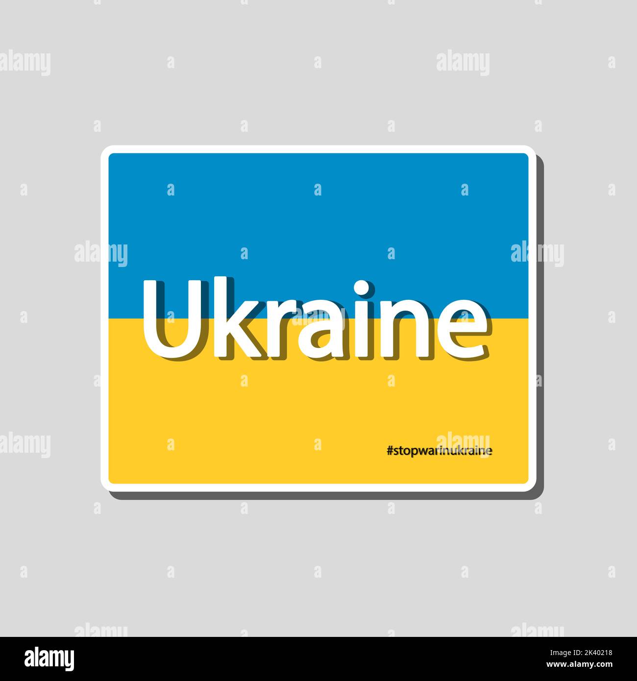 Illustration, drapeau jaune-bleu de l'état de l'Ukraine avec l'inscription. Bannière, carte, icône, autocollant. Illustration de Vecteur