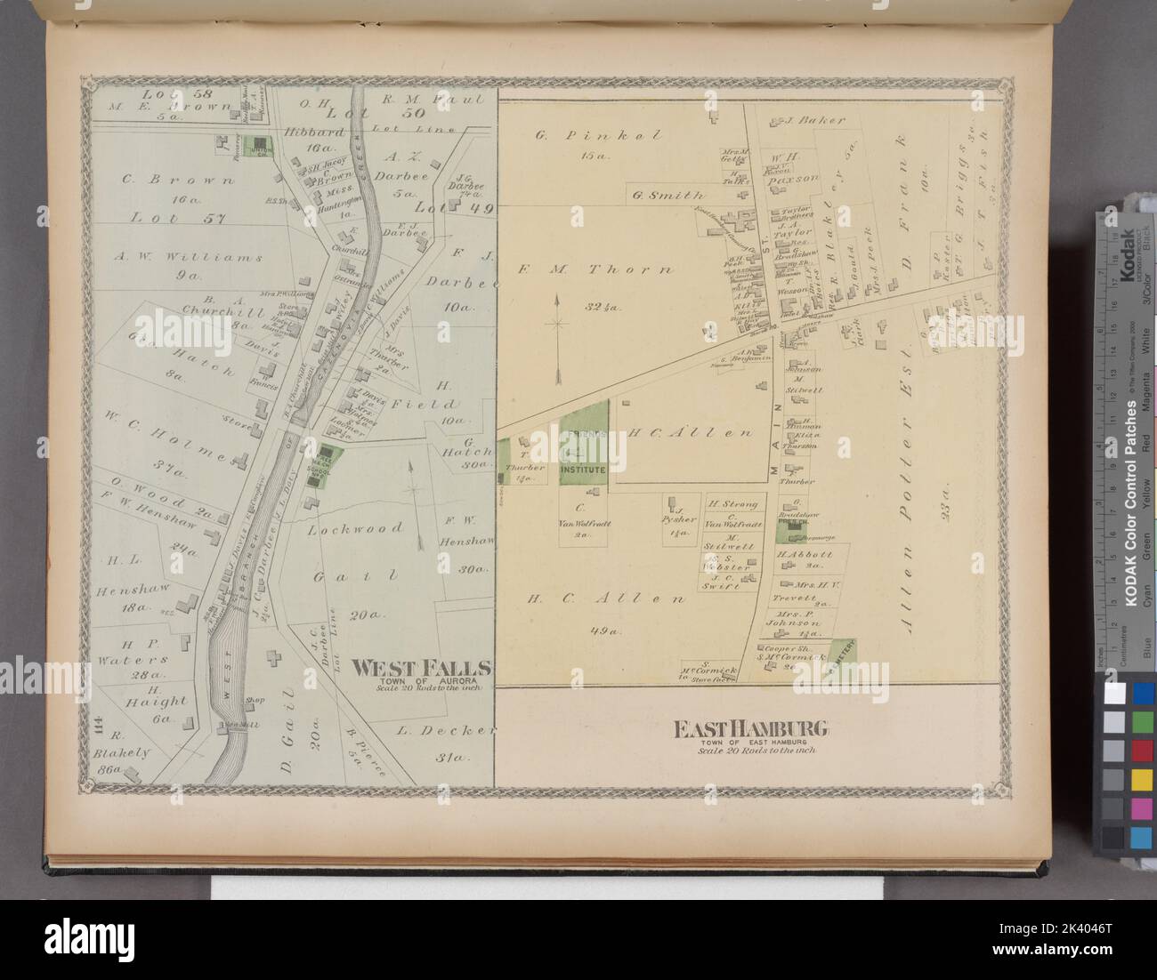 West Falls Village ; cartographie East Hamburg Village. Atlas, cartes. 1880. Lionel Pincus et Princess Firyal Map Division. Comté d'Erie (N.Y.), immobilier , New York (État) , Comté d'Erie Banque D'Images