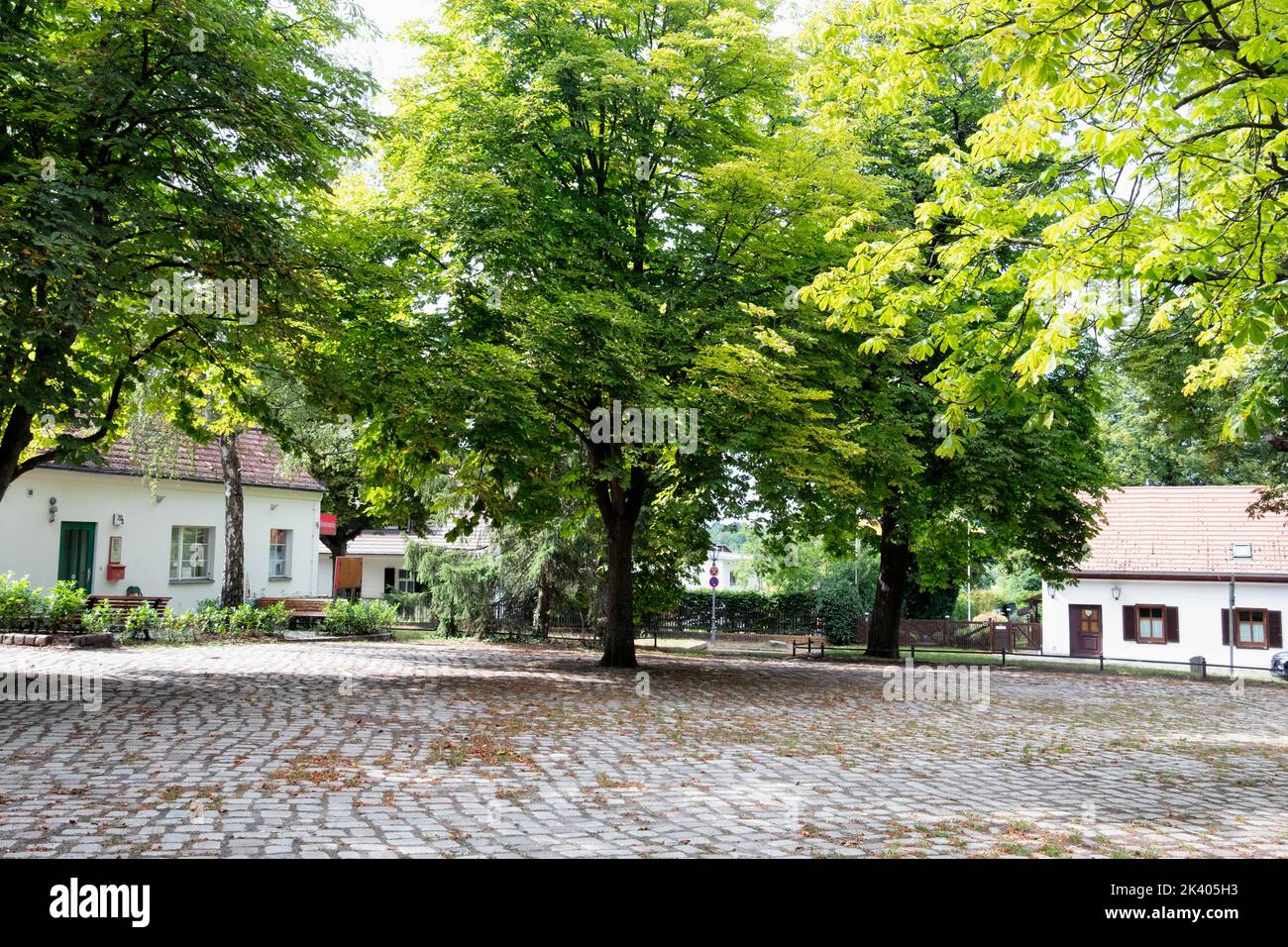 Place du village et anciens bâtiments historiques, Alt-Lübars, Lübars, Reinickendorf, Berlin Banque D'Images