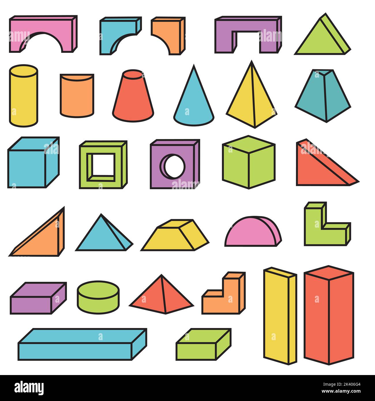 Blocs de bois isolés multicolores pour la construction d'une tour pour enfants, d'un château, d'une maison. Illustration vectorielle Illustration de Vecteur