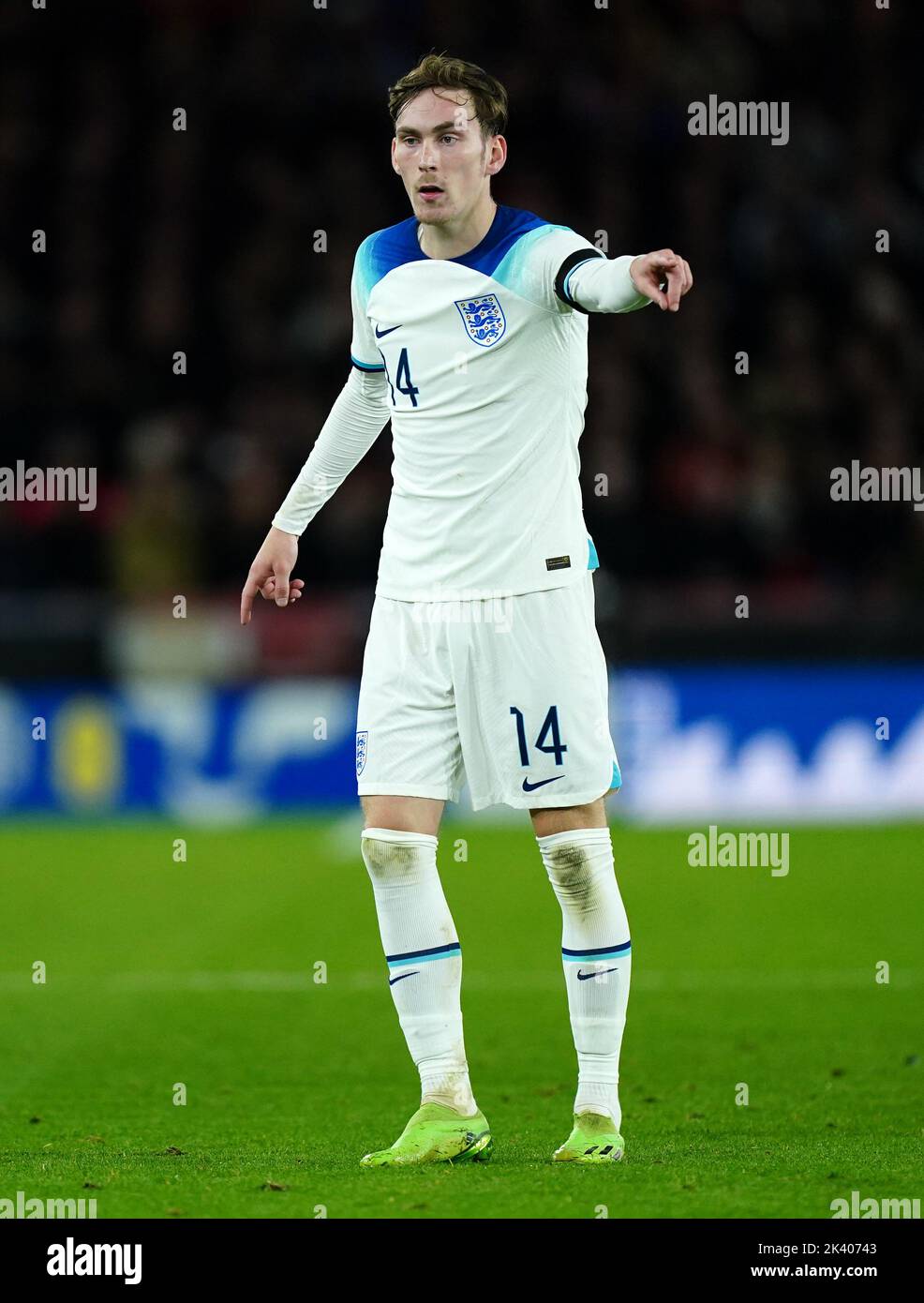 James Garner d'Angleterre pendant le match amical international des moins de 21 ans à Bramall Lane, Sheffield. Date de la photo: Mardi 27 septembre 2022. Banque D'Images