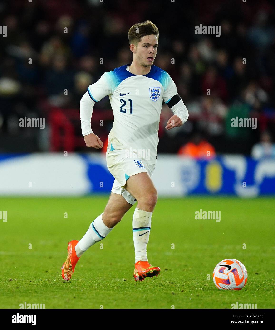 James McAtee d'Angleterre pendant le match amical international des moins de 21 ans à Bramall Lane, Sheffield. Date de la photo: Mardi 27 septembre 2022. Banque D'Images