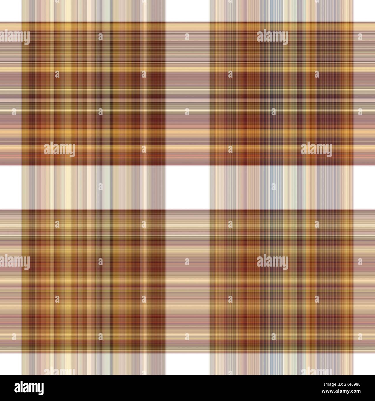 Tissu écossais blanc forêt à motif sans couture. Motif écossais de forêt automnale ton sur ton avec texture organique. Arrière-plan de bande orange pour papier peint rugueux. Banque D'Images