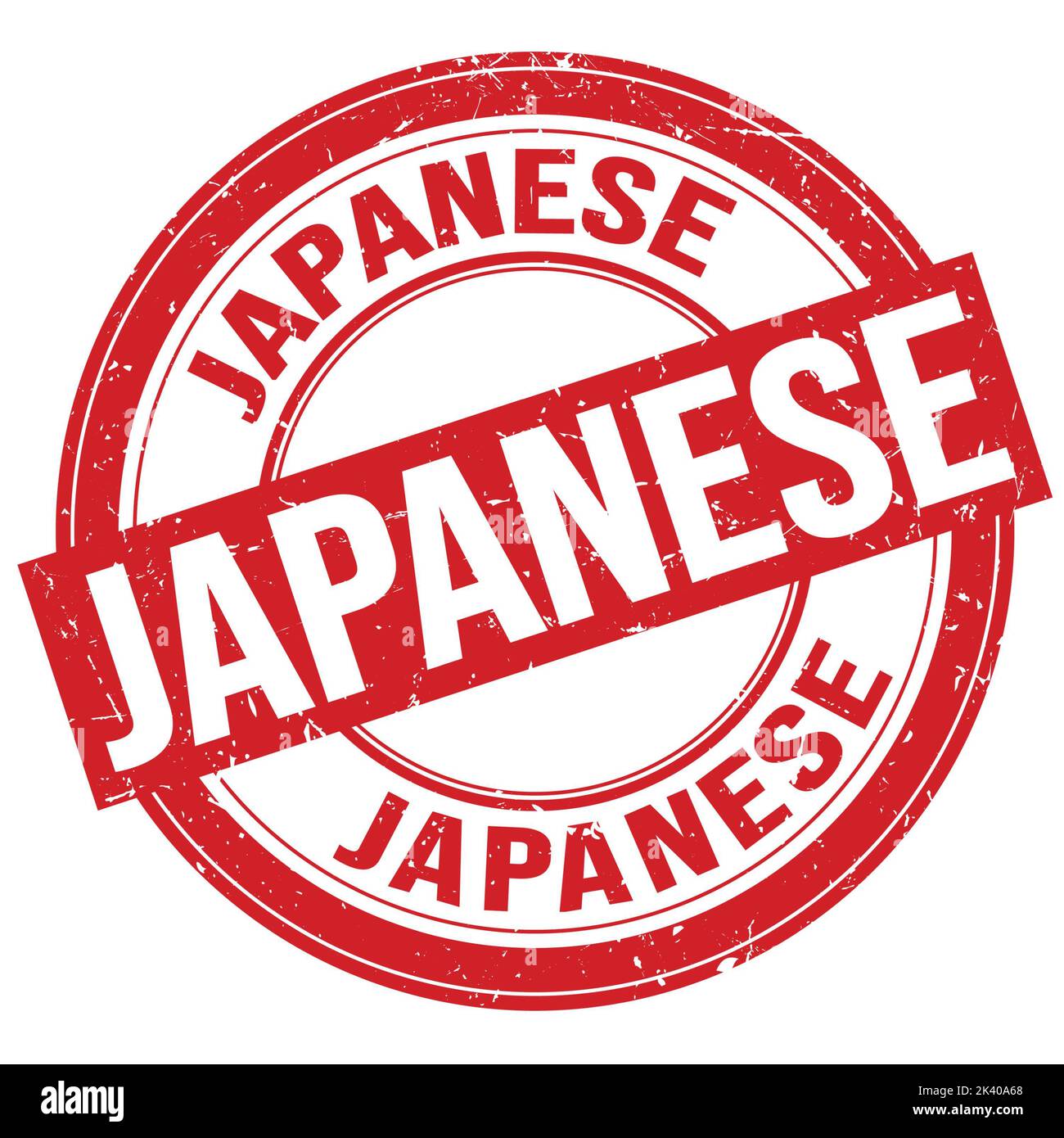 Texte JAPONAIS écrit sur le timbre rond rouge grungy Banque D'Images
