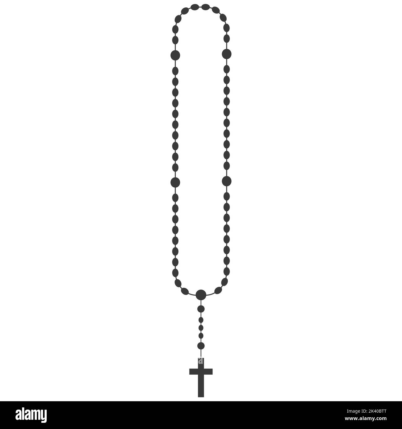 Silhouette de perles Rosary.Bijoux de prière pour la méditation.Chapelet catholique avec croix.Symbole de religion.Illustration vectorielle. Illustration de Vecteur