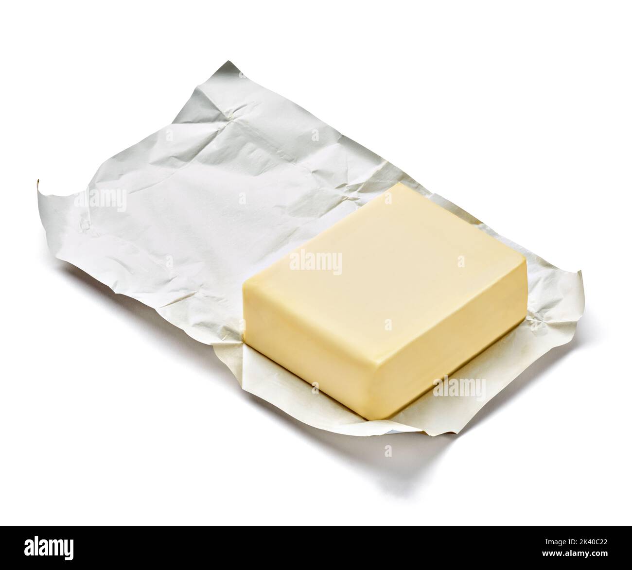 beurre ingrédient alimentaire lait de petit déjeuner gras produit margarine bloc jaune lait frais cholestérol cuisson Banque D'Images