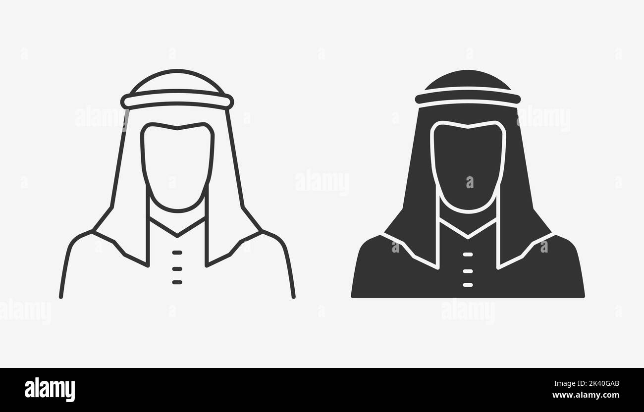 L'icône de l'homme arabe dans les vêtements traditionnels islamiques. Illustration vectorielle. Illustration de Vecteur