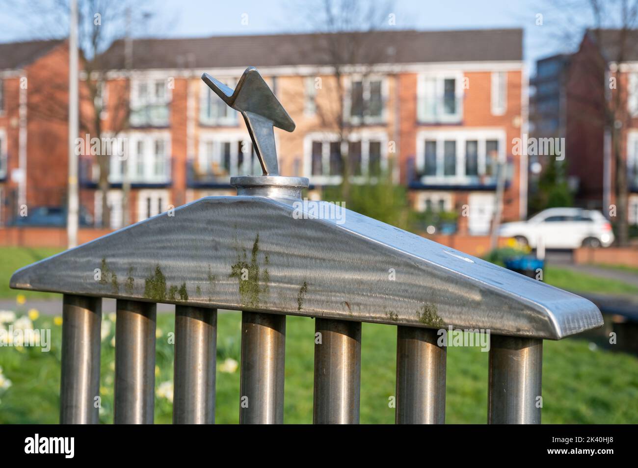 Temple 2000 George Wyllie RSA MBE cette sculpture marque le site de l'usine Rolls Royce originale. Il a été inspiré par les souvenirs des habitants de la région, Banque D'Images Temple 2000 George Wyllie RSA MBE cette sculpture marque le site de l'usine Rolls Royce originale. Il a été inspiré par les souvenirs des habitants de la région, Banque D'Images