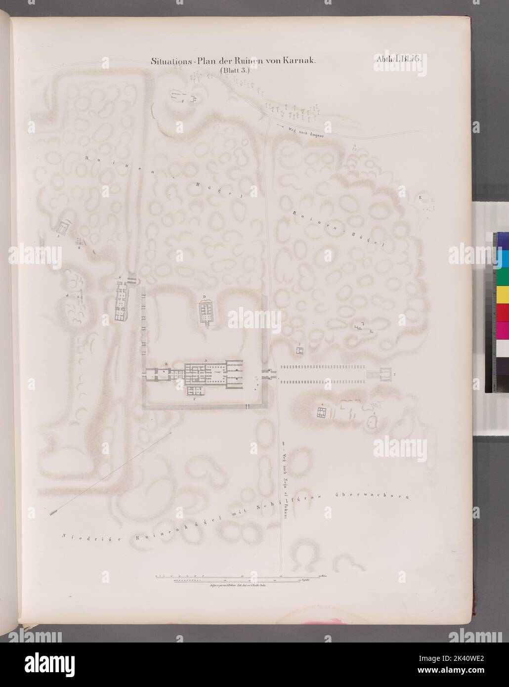 Situation-Plan der Ruinen von Karnak. Blatt 3. 1849 - 1856. Lepsius, Richard, 1810-1884. Cartographie. Imprime. Division de la recherche générale. Egypte , Antiquités, Karnak (Egypte) Banque D'Images