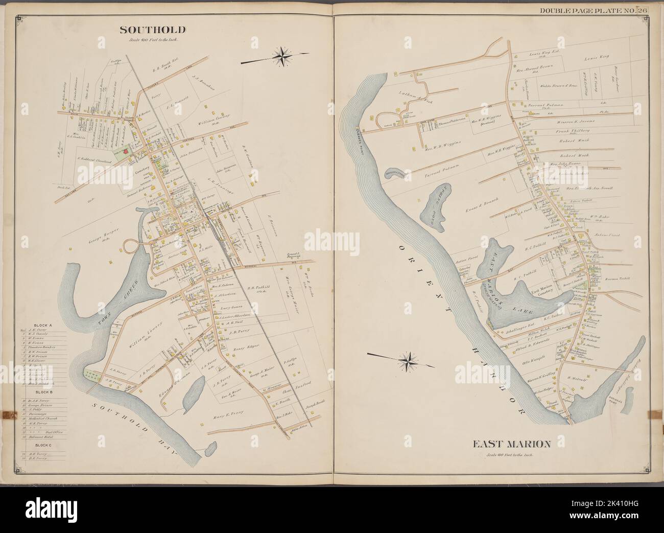 Suffolk County, V. 2, Double page plaque no 26 carte délimitée par
