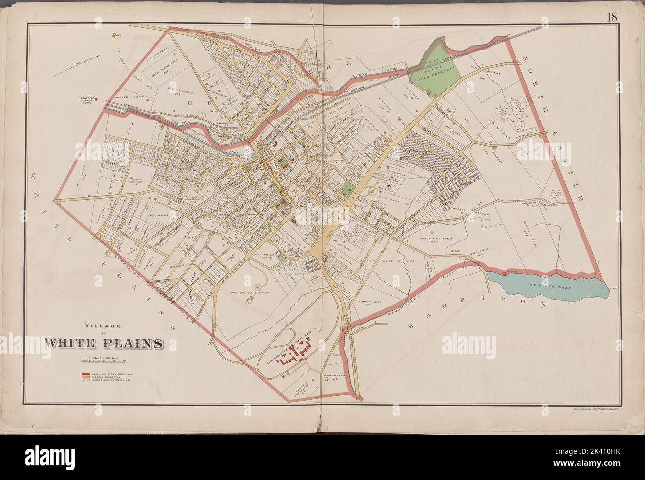 Westchester, page double plaque no 18 carte délimitée par Greenburg, North Castle, Harrison, cartographie des plaines blanches. Atlas, cartes. 1893. Lionel Pincus et Princess Firyal Map Division. Comté de Westchester (New York) Banque D'Images