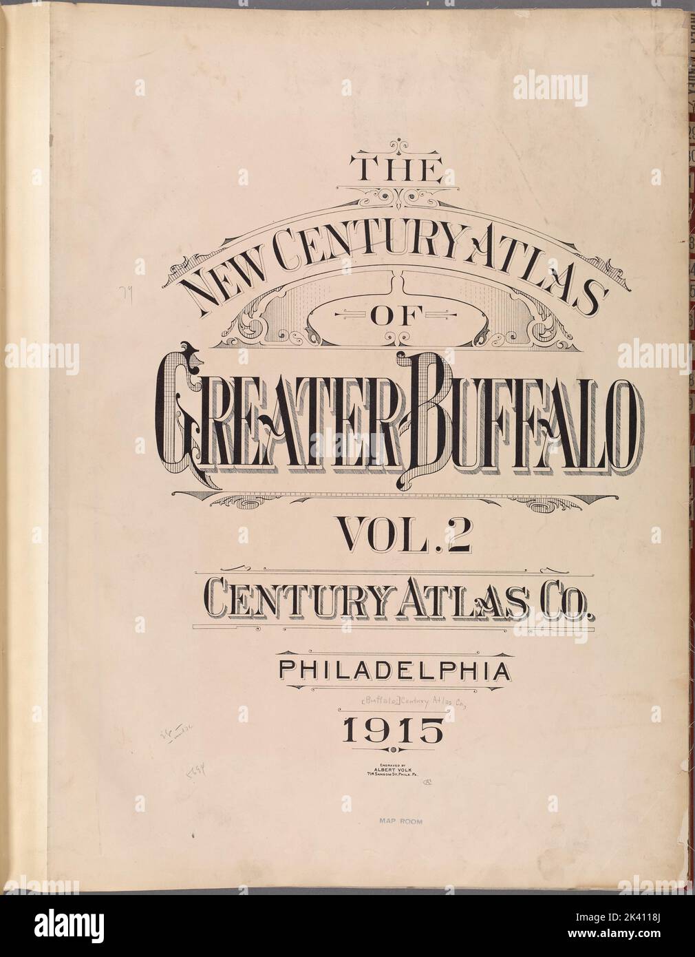 L'atlas du nouveau siècle du Grand Buffalo. Vol. 2. Century Atlas co., Philadelphie, 1915. Cartographie. Atlas, cartes. 1915. Lionel Pincus et Princess Firyal Map Division. Région métropolitaine de Buffalo (New York) , VMaps. Banque D'Images