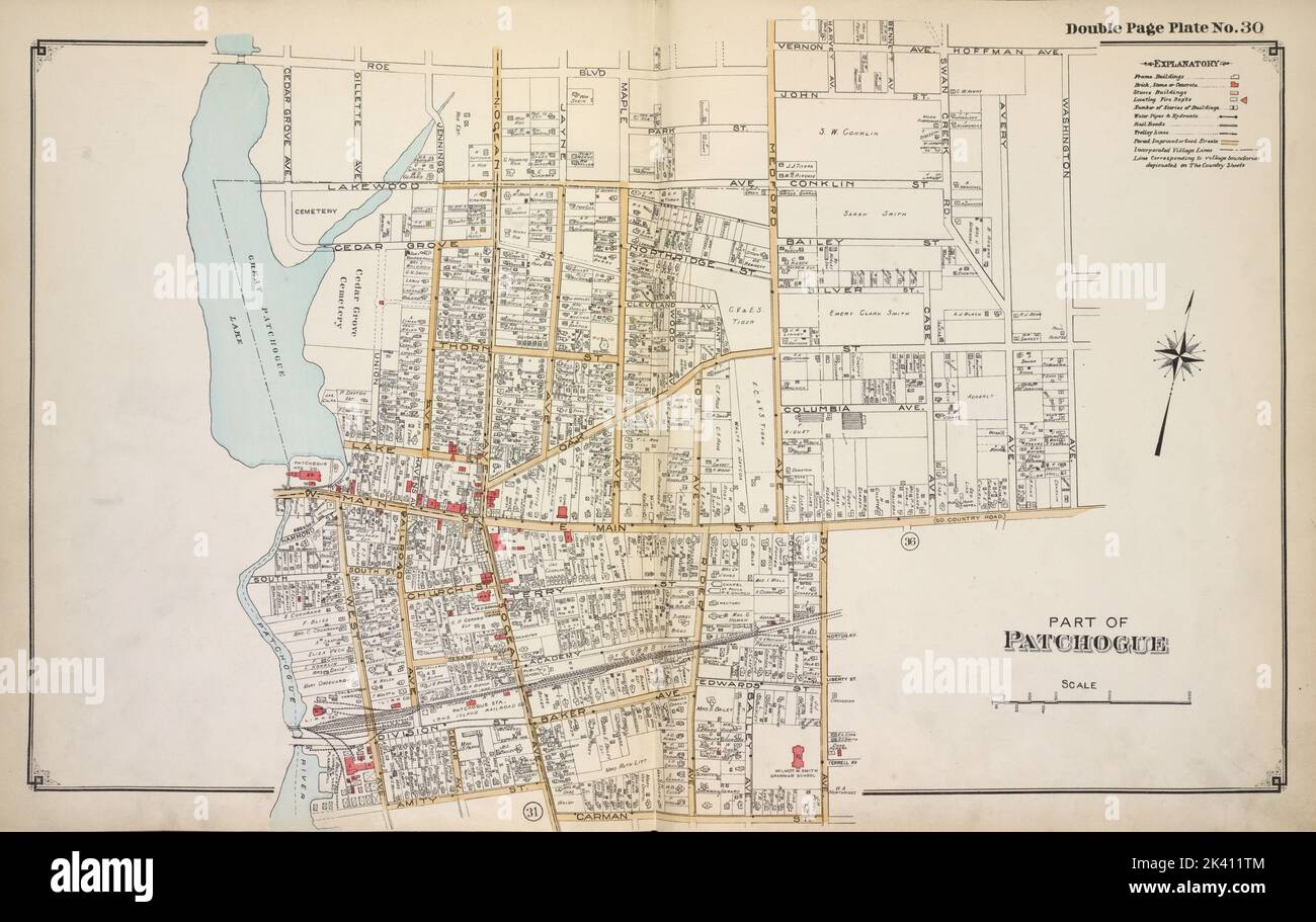 Fait partie du Cartographie patchogue. Atlas, cartes. 1915 - 1917. Lionel Pincus et Princess Firyal Map Division. Comté de Suffolk (New York) Banque D'Images