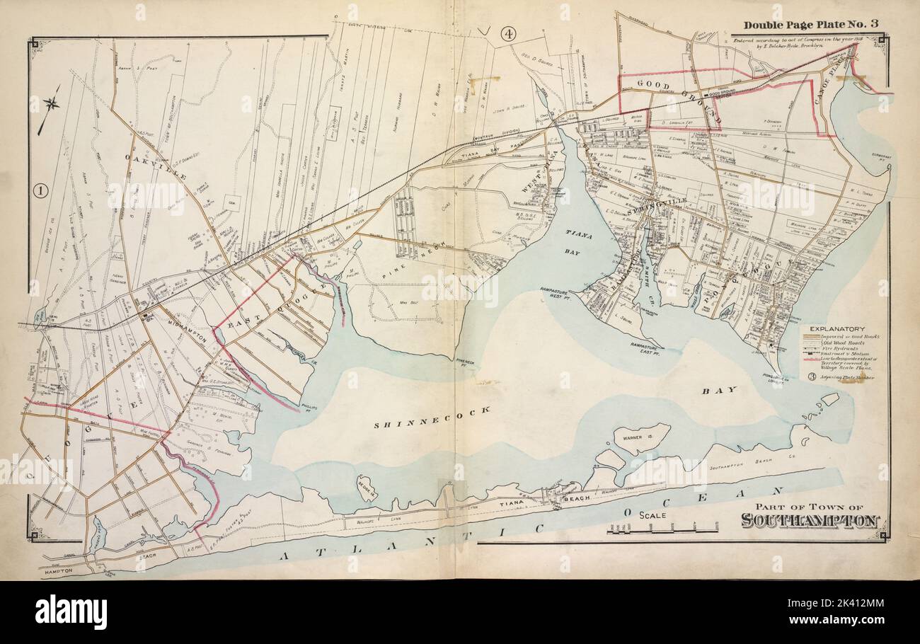 Partie de la ville de Southampton Cartographie. Atlas, cartes. 1915 - 1917. Lionel Pincus et Princess Firyal Map Division. Comté de Suffolk (New York) Banque D'Images