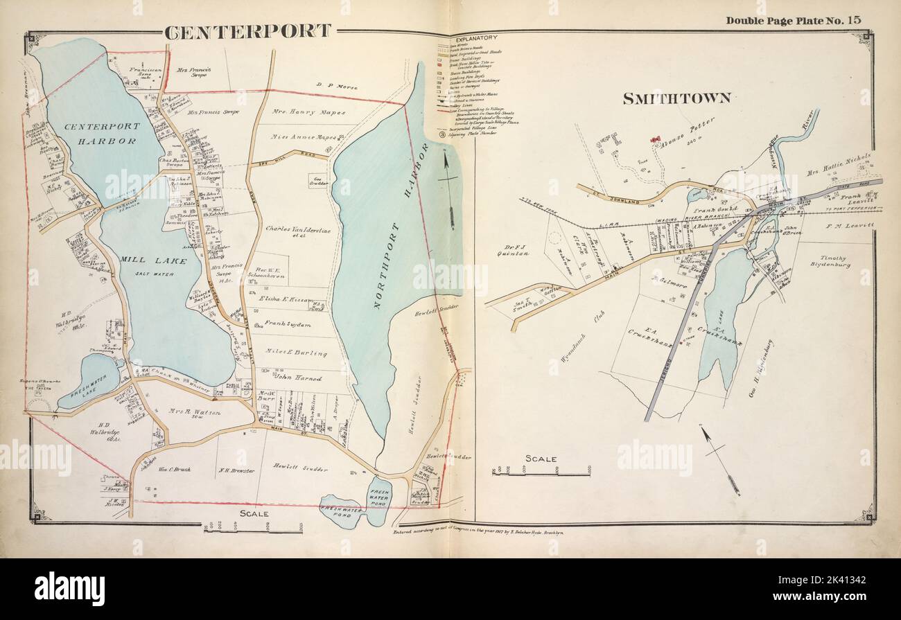 CenterPort ; cartographie de Smith Town. Atlas, cartes. 1915 - 1917. Lionel Pincus et Princess Firyal Map Division. Comté de Suffolk (New York) Banque D'Images