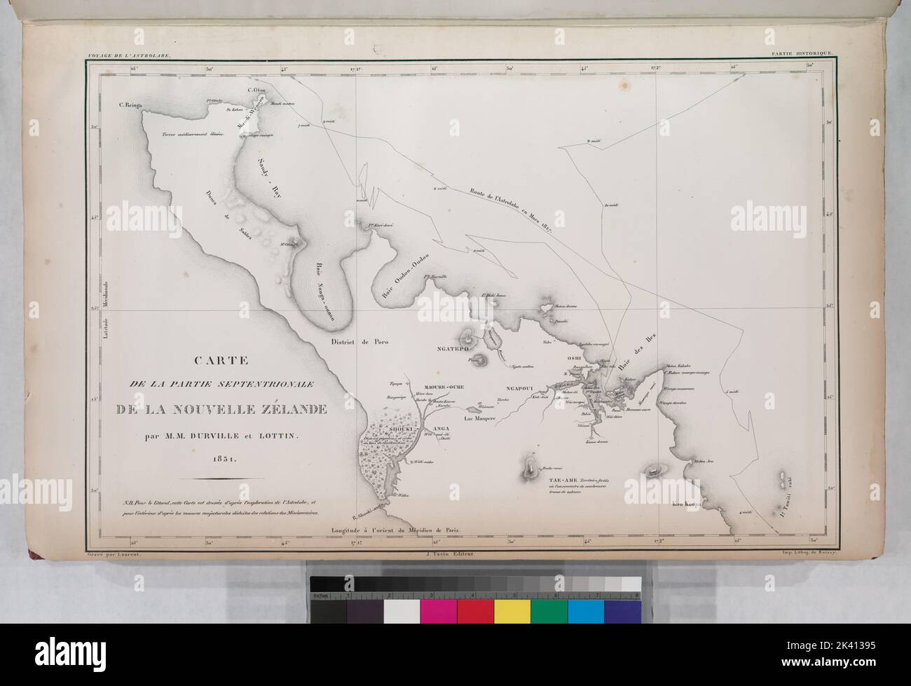 Carte de la partie occidentale, de la Nouvelle Zélande par M.M. Durville et Lottin, 1831 Dumont d'Urville, Jules-Sébastien-César, 1790-1842. Cartographie. Cartes. 1830 - 1835. Division de la recherche générale Banque D'Images