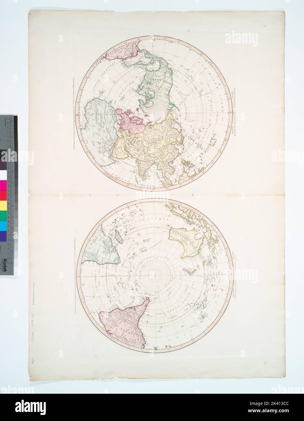 Hémisphère Nord ; Cartographie de l'hémisphère Sud. Cartes, cartes du monde. 1790. Lionel Pincus et Princess Firyal Map Division. Hémisphère Nord, hémisphère Sud Banque D'Images