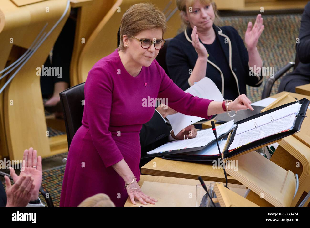 Edinburgh, Écosse, Royaume-Uni, 29 septembre 2022. Nicola Sturgeon pendant les questions du premier ministre au Parlement écossais. Credit sst/alay Live news Banque D'Images