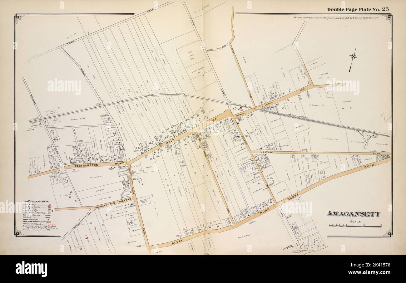 Cartographie d'Amagansett. Atlas, cartes. 1915 - 1917. Lionel Pincus et Princess Firyal Map Division. Comté de Suffolk (New York) Banque D'Images
