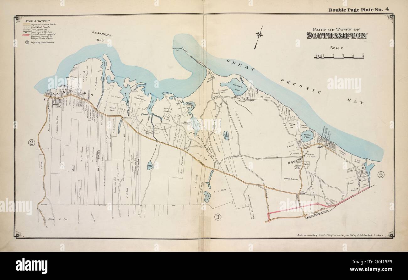 Partie de la ville de Southampton Cartographie. Atlas, cartes. 1915 - 1917. Lionel Pincus et Princess Firyal Map Division. Comté de Suffolk (New York) Banque D'Images