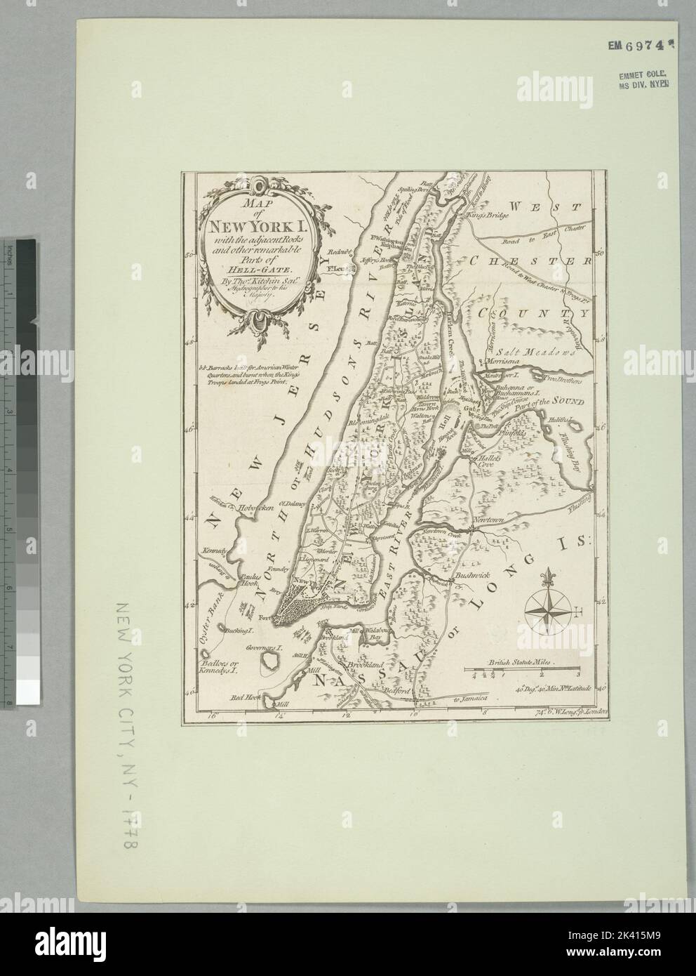 Carte de New York I. : avec les rochers adjacents et d'autres parties remarquables de Hell-Gate carte de l'île de New York : avec les roches adjacentes et d'autres parties remarquables de Hell-Gate Cartographie. Cartes. 1778. Lionel Pincus et Princess Firyal Map Division. New York (New York), Manhattan (New York, New York) Banque D'Images