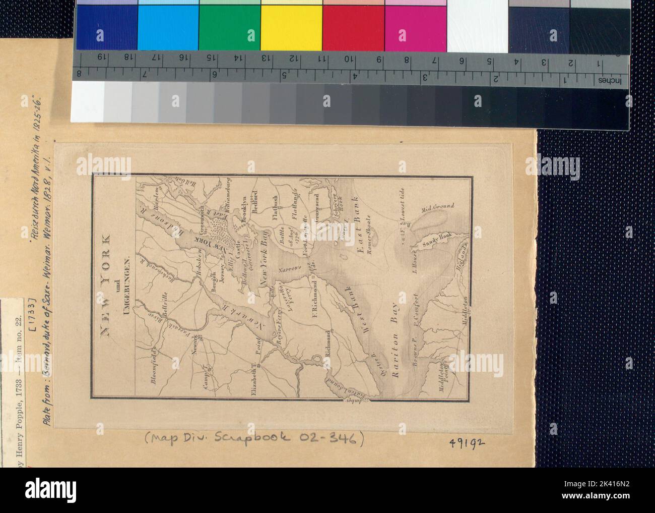 New York et Umgebungen. Cartographie. Cartes. 1828. Lionel Pincus et Princess Firyal Map Division. Port de New York (N.Y. et N.J.), région métropolitaine de New York Banque D'Images