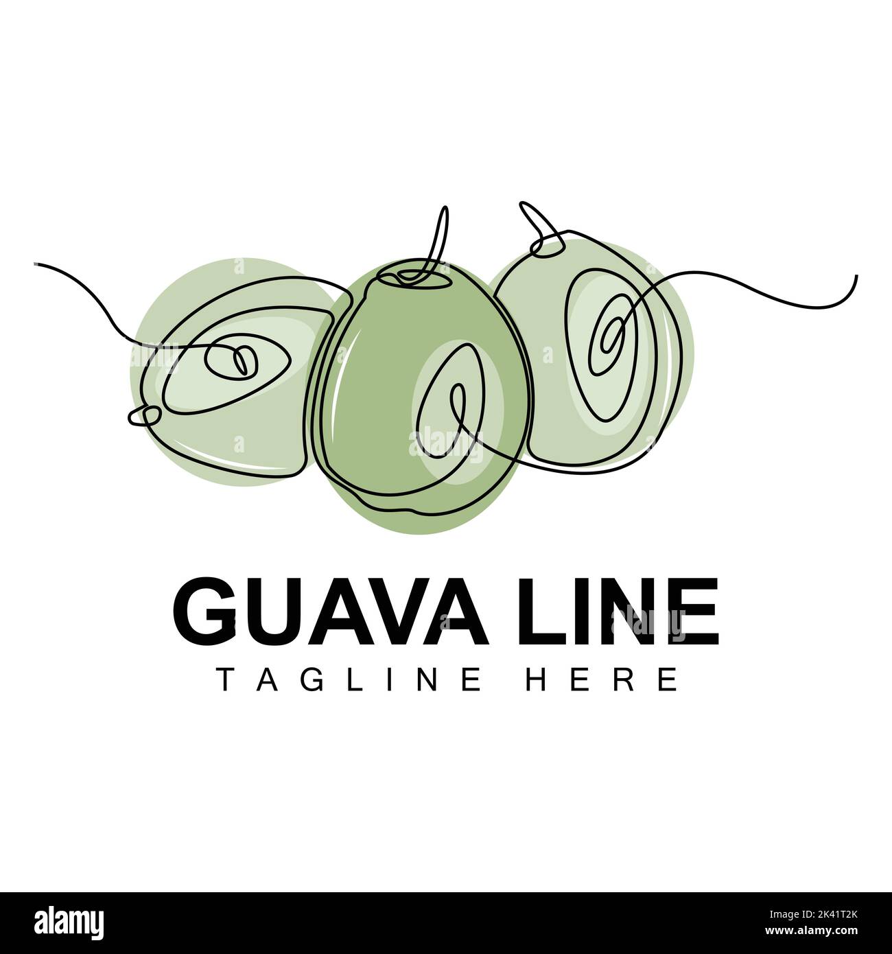 Logo de la goyave, Vector avec style de ligne, illustration du marché des fruits frais, plante vitaminée Illustration de Vecteur