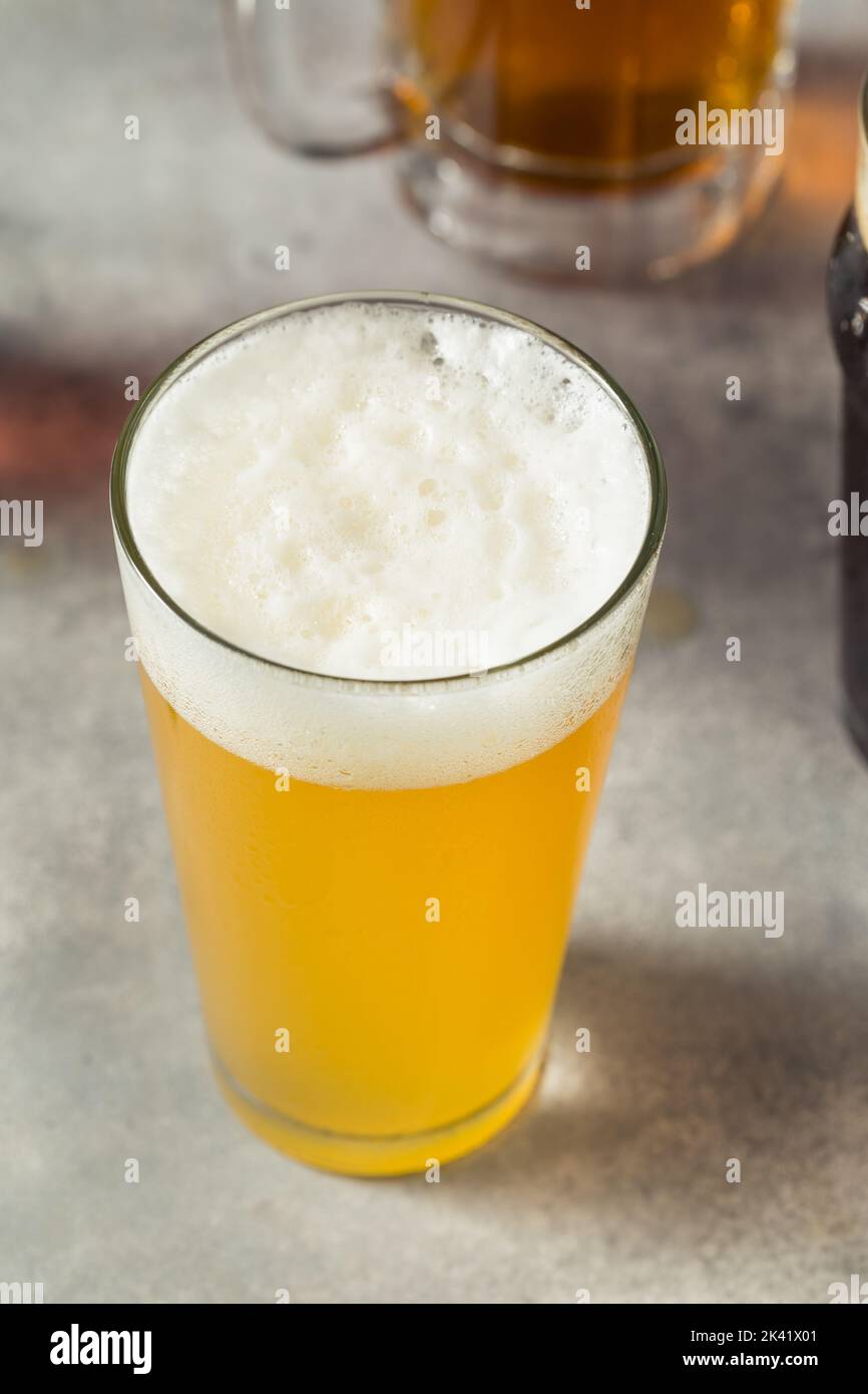 Bières artisanales variées rafraîchissantes dans différentes tasses Banque D'Images