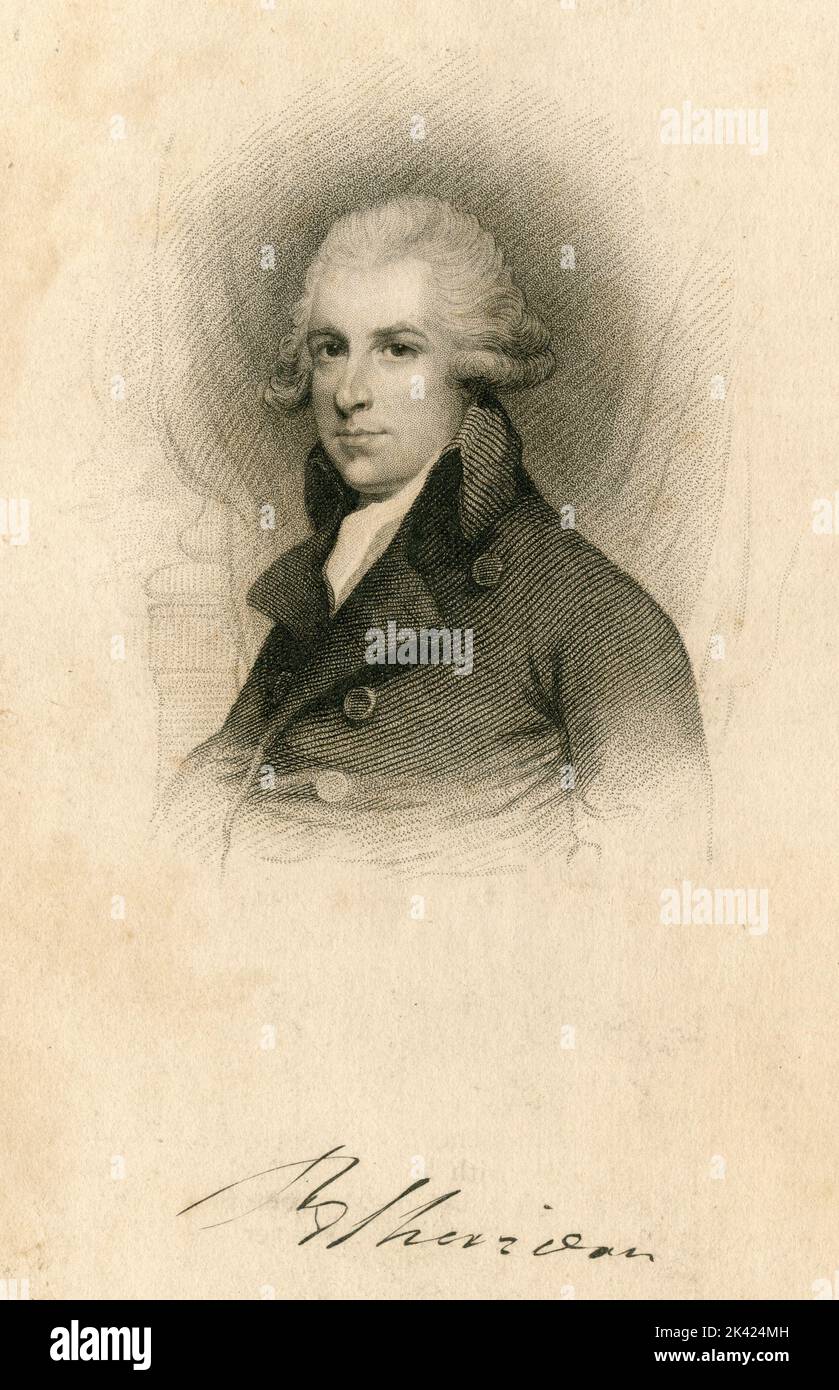 Portrait du politicien irlandais, dramaturge et satiriste Richard Brinsley Sheridan, 1800 ca. Banque D'Images