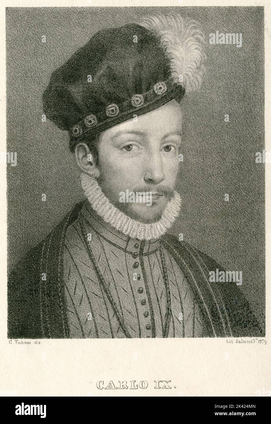 Portrait de Charles IX Roi de France, après la peinture de Holbein, 1800 ca. Banque D'Images