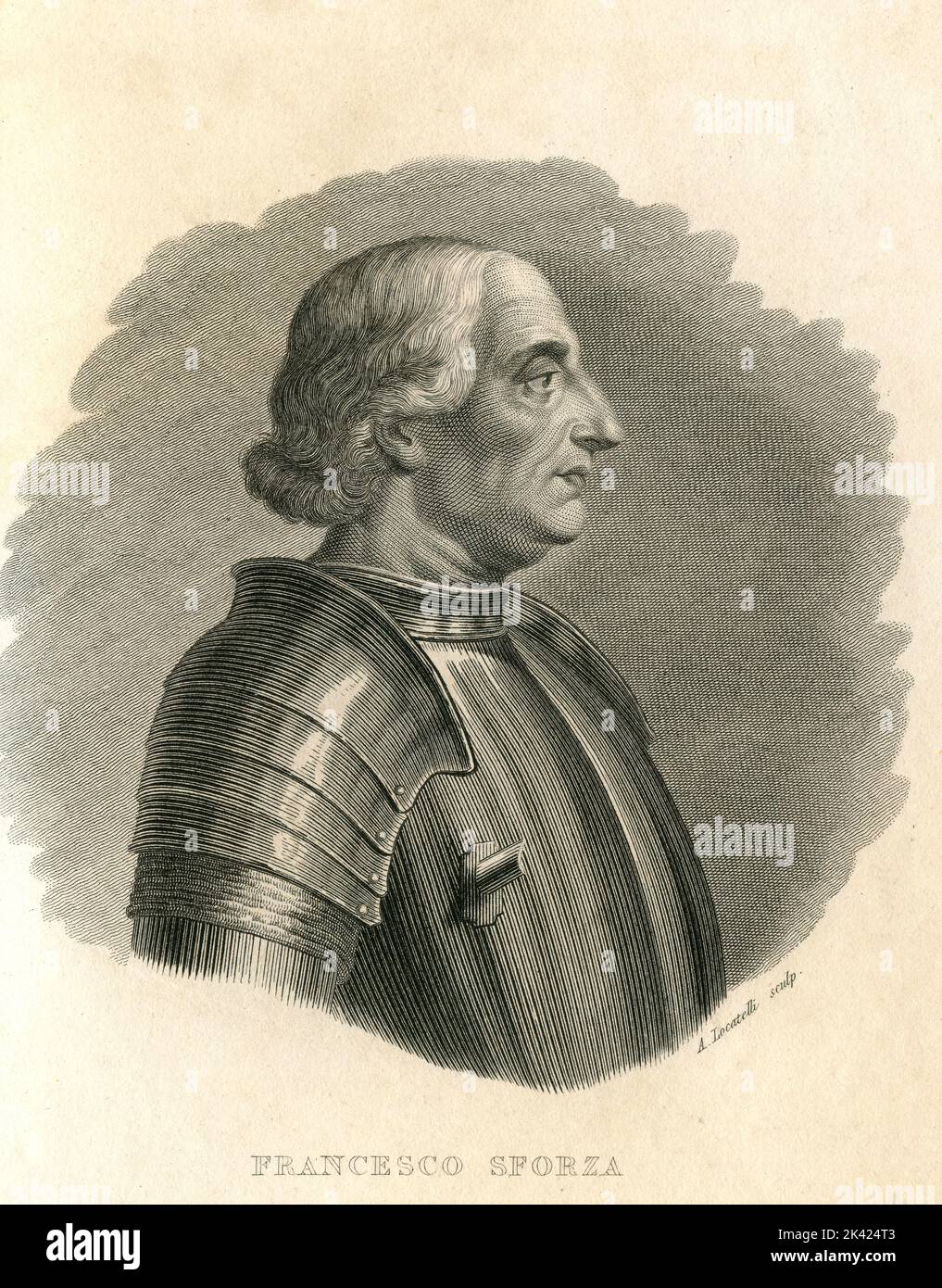 Portrait de l'italien condottiero Francesco Sforza, premier duc de Milan, 1800 ca. Banque D'Images