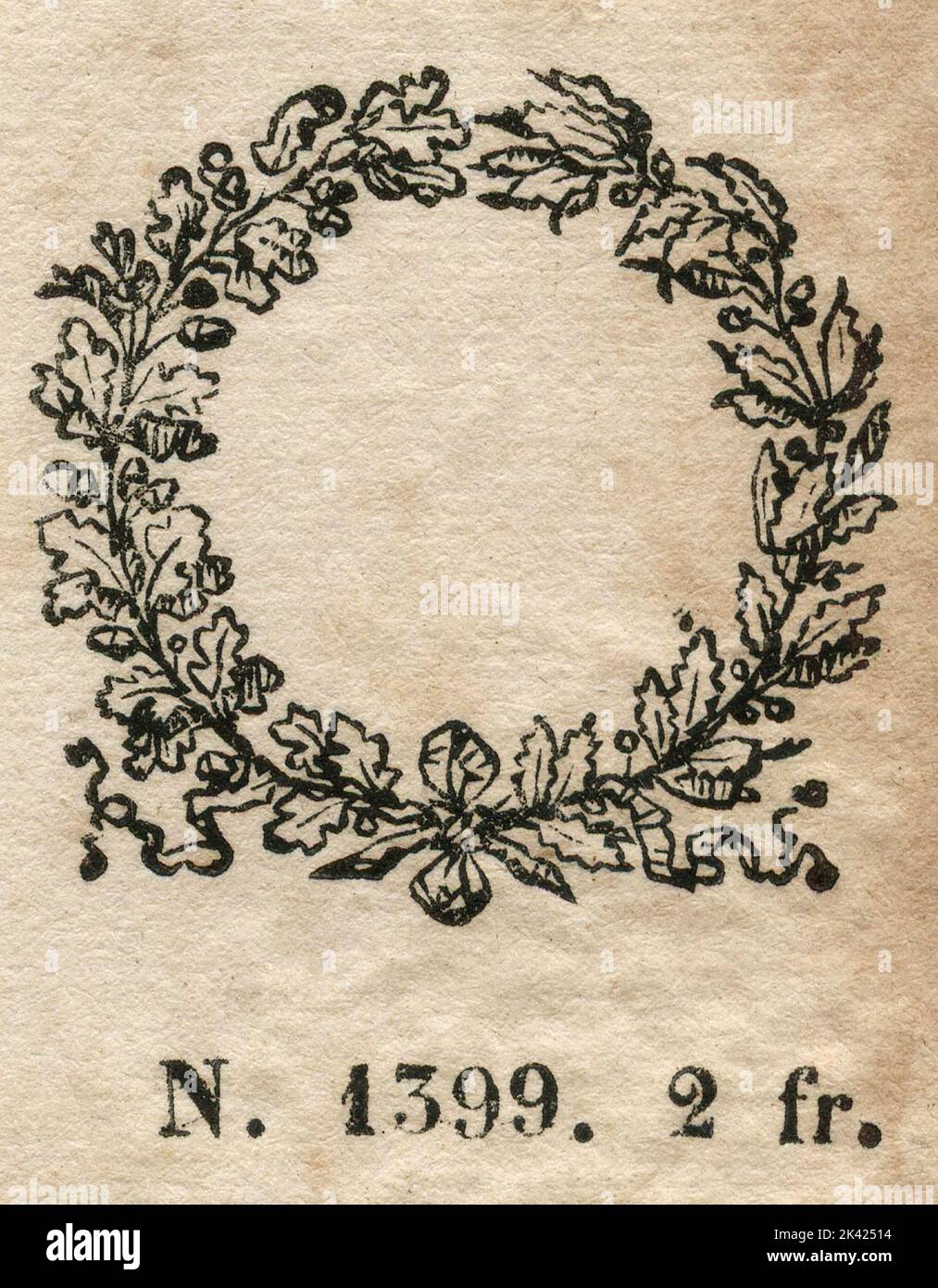 Illustration de l'ancien timbre français 2 fr., 1800 ca. Banque D'Images