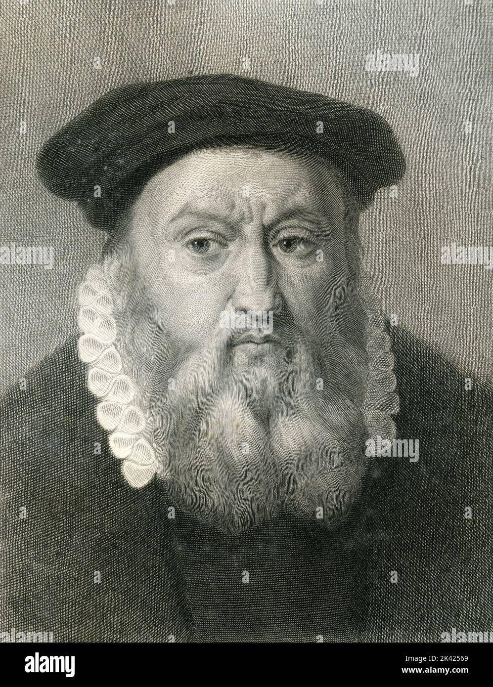 Portrait du théologien français, pasteur et réformateur Jean Calvin, 1800 ca. Banque D'Images