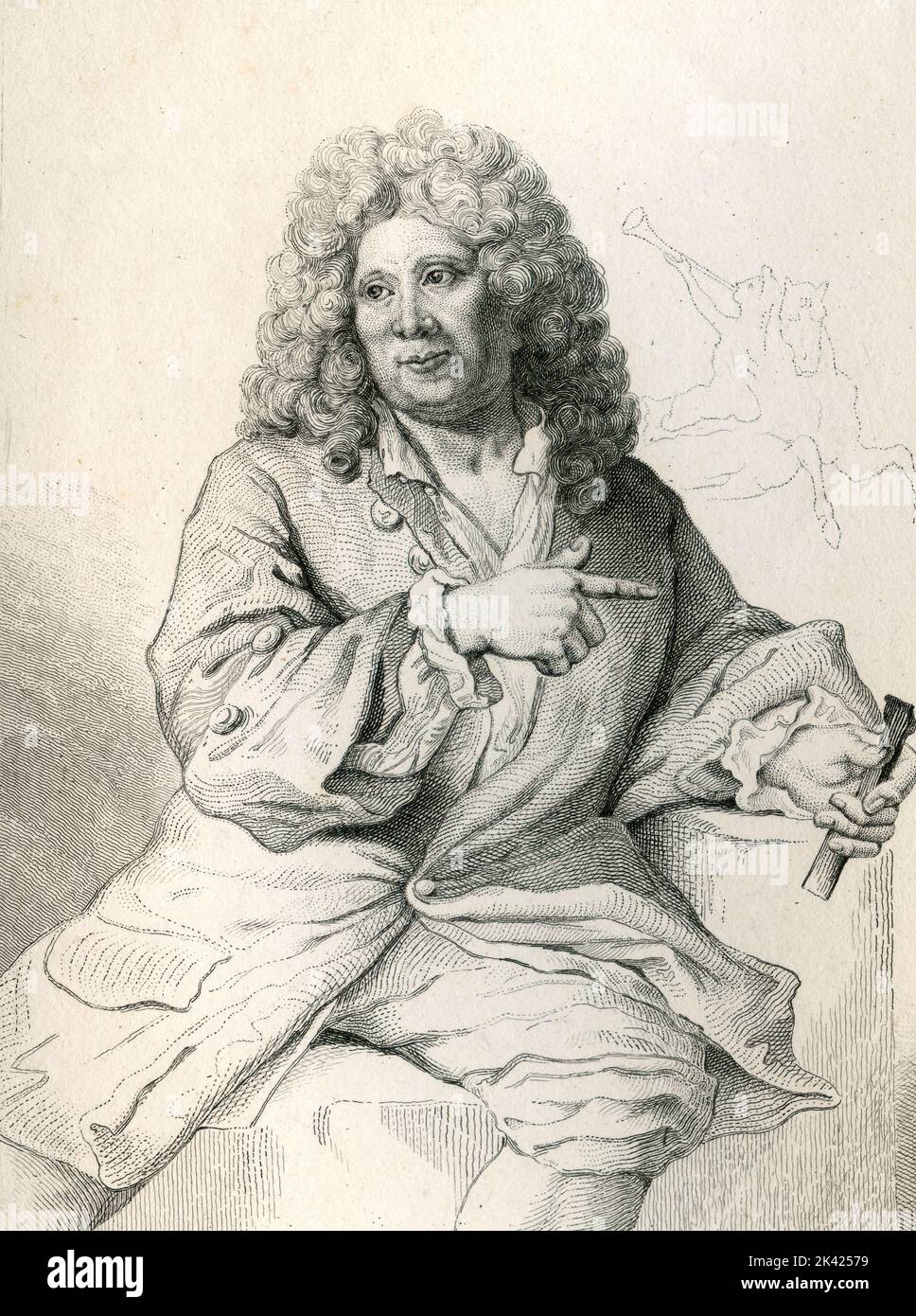 Portrait du sculpteur français Antoine Coysevox, 1800 ca. Banque D'Images